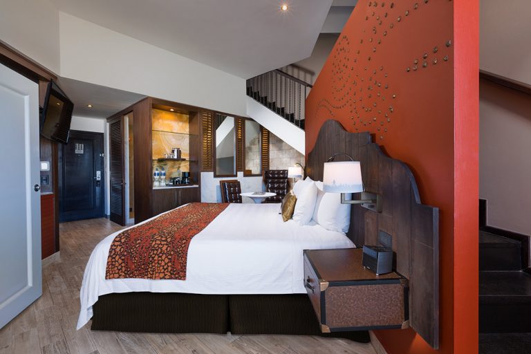 King bed main bedroom area of a Sky Terrace suite.