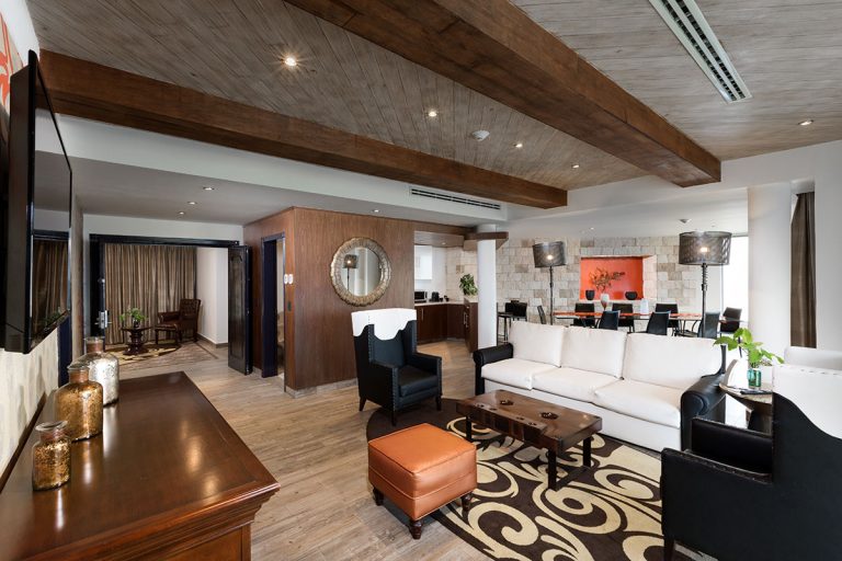 The living room area of a Rock Suite
