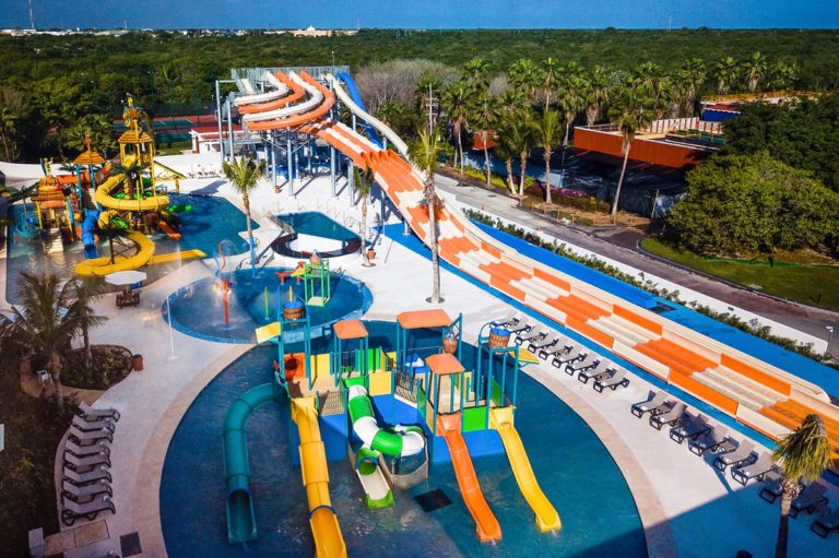 An aerial view of the Hard Rock Riviera Maya waterpark.