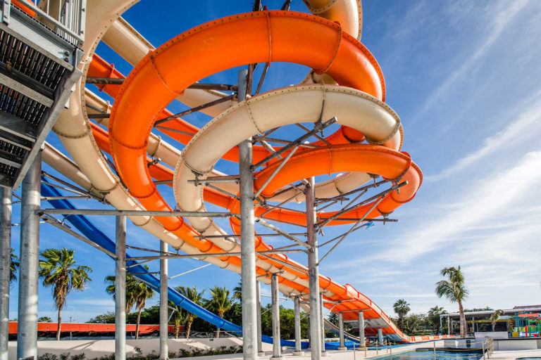 A view from under the Hard Rock waterpark slide.
