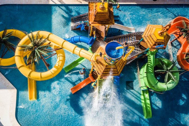 An aerial view of the Hard Rock Riviera Maya waterpark.