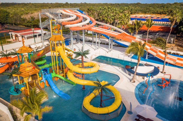 An aerial view of the Hard Rock Riviera Maya waterpark.