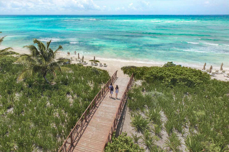 Boardwalk with ocean view.